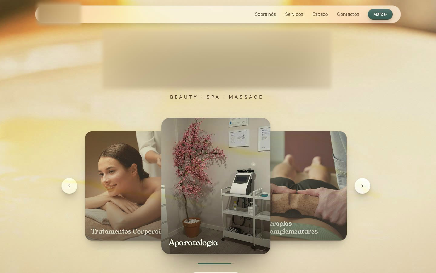 Exemplo de website para um spa
